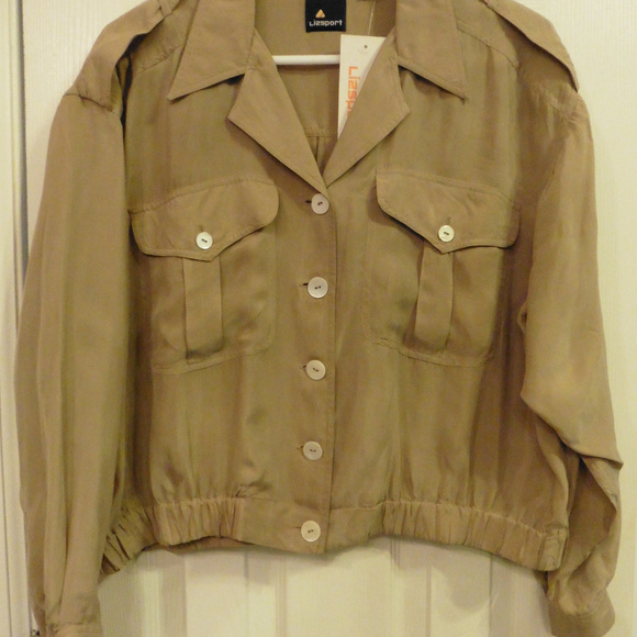 NWT Liz Claiborne Carmel Colored Silk Jacket SZ M - Picture 1 of 5